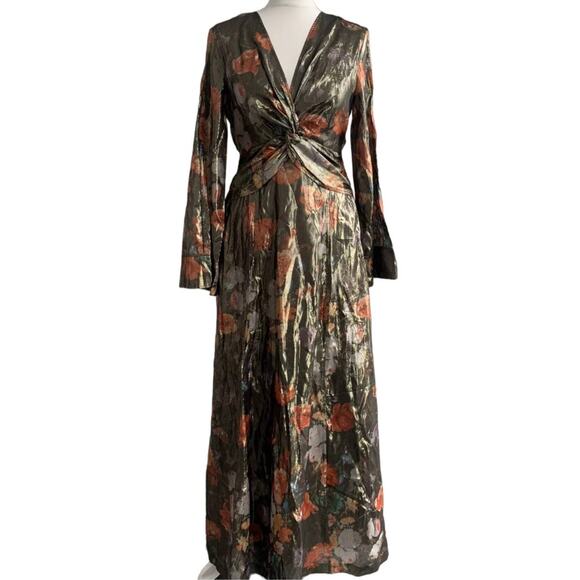 New Anthropologie Caballero Deep V-Neck Maxi Dress $248 X-SMALL Floral - Picture 8 of 10